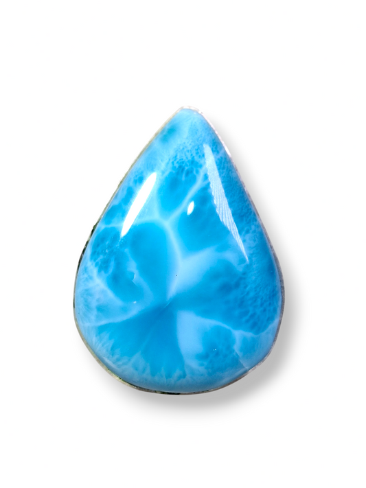 Larimar Triangular Ring 925 SSilver Statement Dominican Blue Gemstone