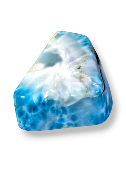 820 g Spécimen de pierre de larimar naturelle polie bleue foncée dominicaine de guérison
