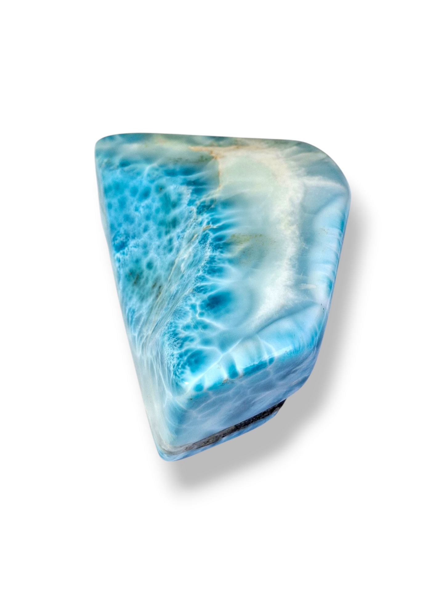 820 g Spécimen de pierre de larimar naturelle polie bleue foncée dominicaine de guérison