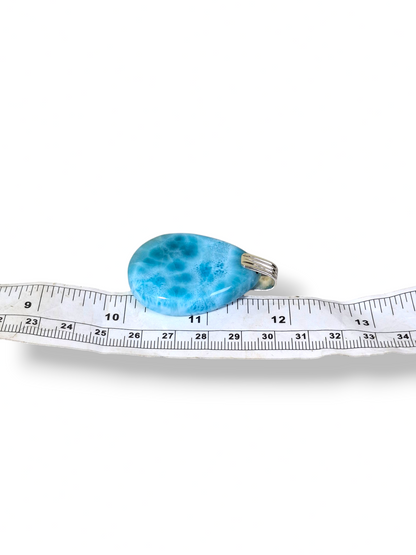 Larimar Pendant Sterling Silver  Natural Dominican Blue Gemstone Handmade