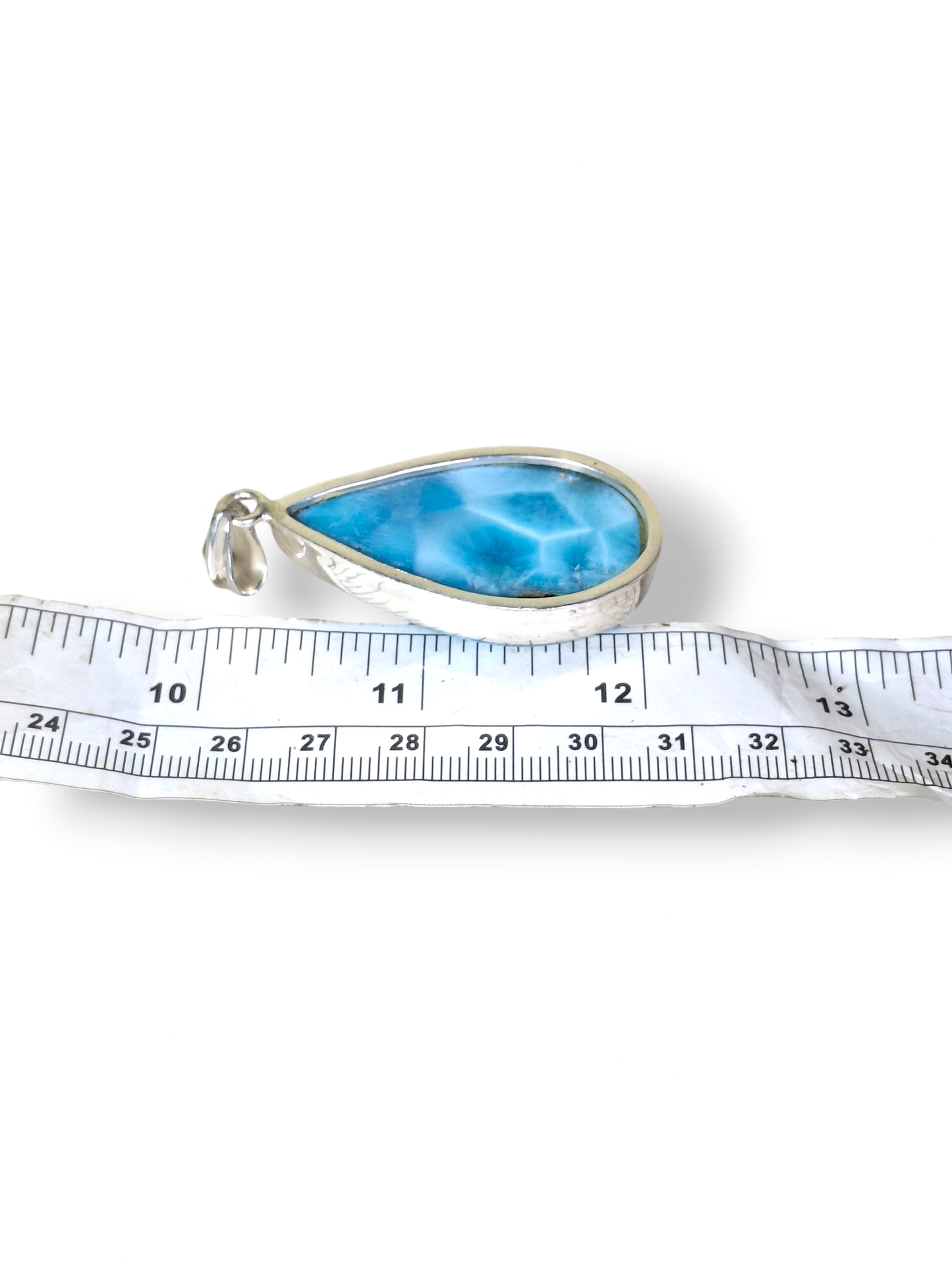TOP Natural Larimar Pendant 925 Silver  Dominican Blue Gemstone