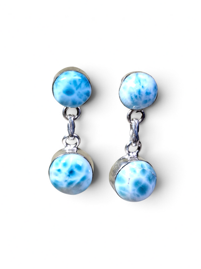 Sterling Silver Nice Blue Larimar Stone Handmade Dangle Earring