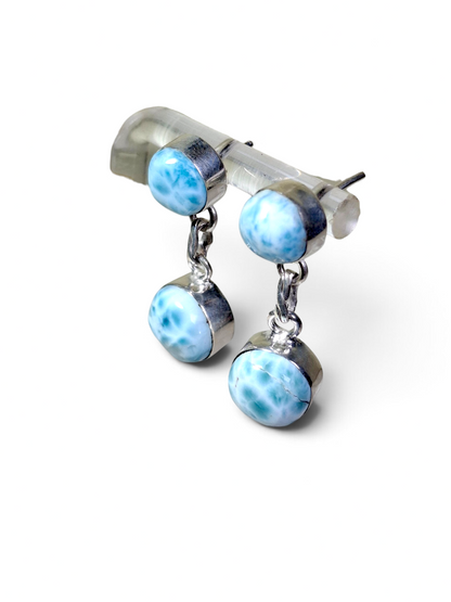 Sterling Silver Nice Blue Larimar Stone Handmade Dangle Earring