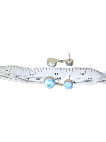 Sterling Silver Nice Blue Larimar Stone Handmade Dangle Earring