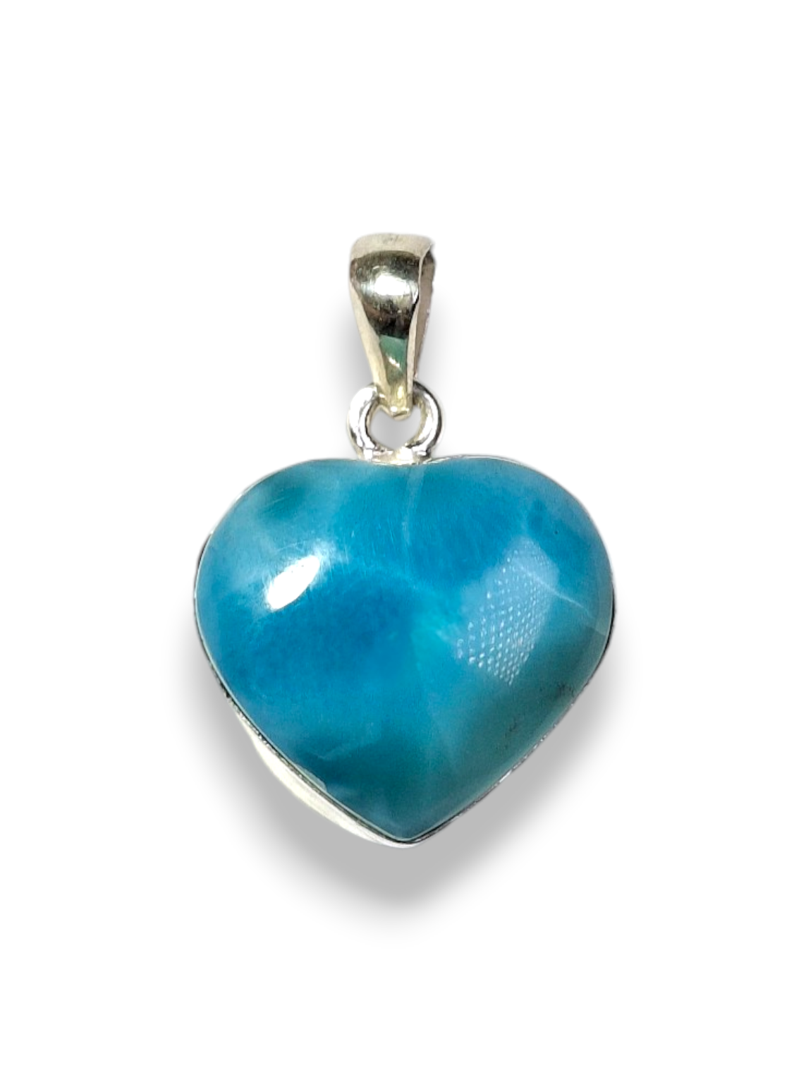 Larimar Pendant Sterling Silver  Natural Dominican Blue Gemstone Handmade