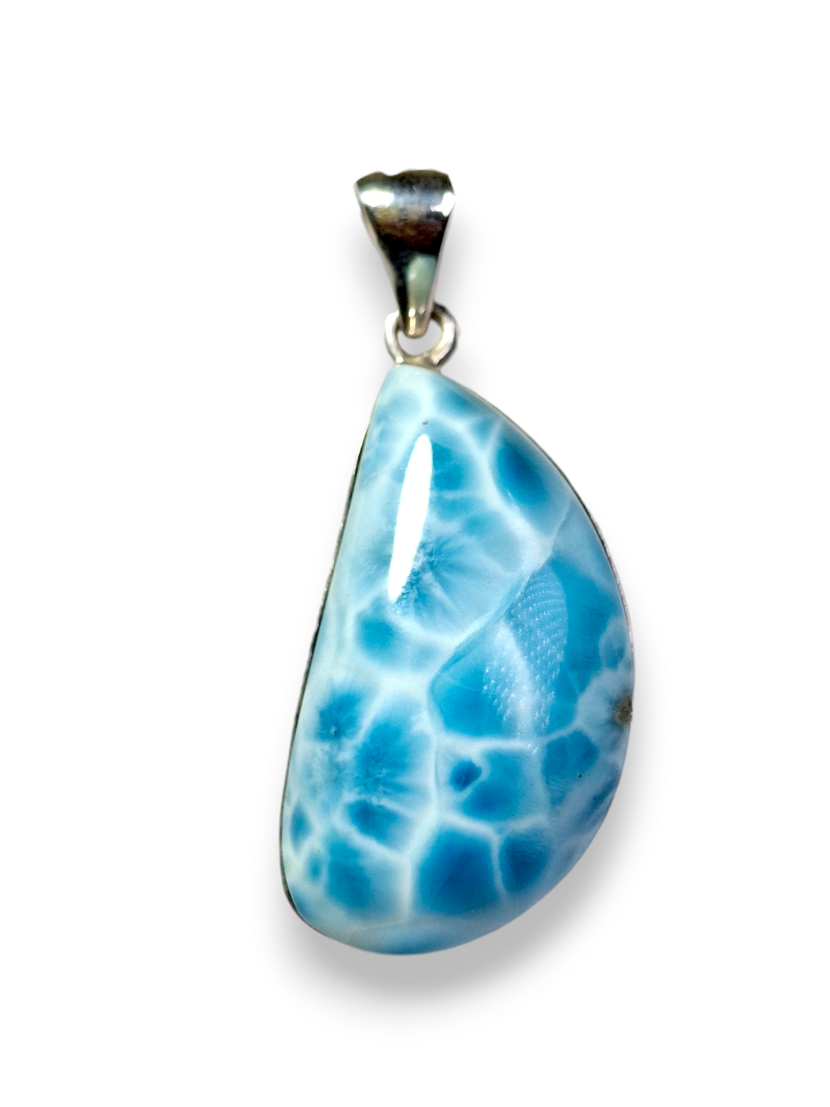 Larimar Pendant Sterling Silver  Natural Dominican Blue Gemstone Handmade