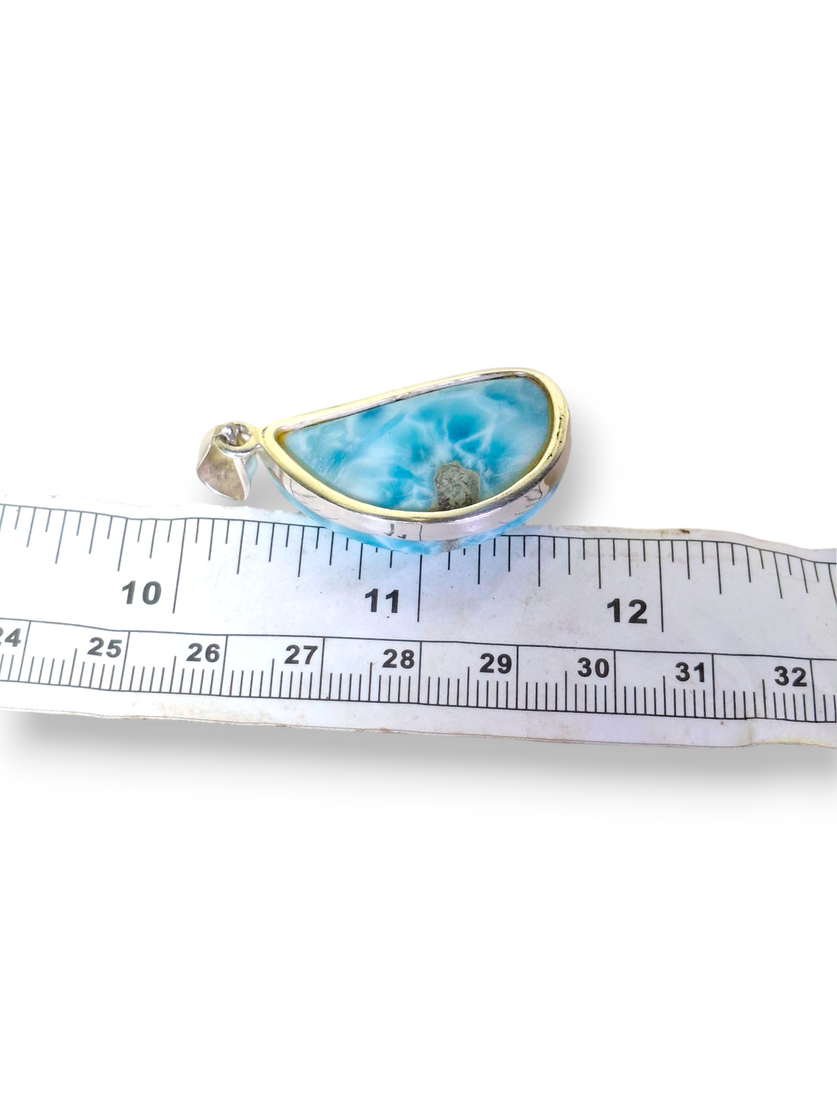 Larimar Pendant Sterling Silver  Natural Dominican Blue Gemstone Handmade