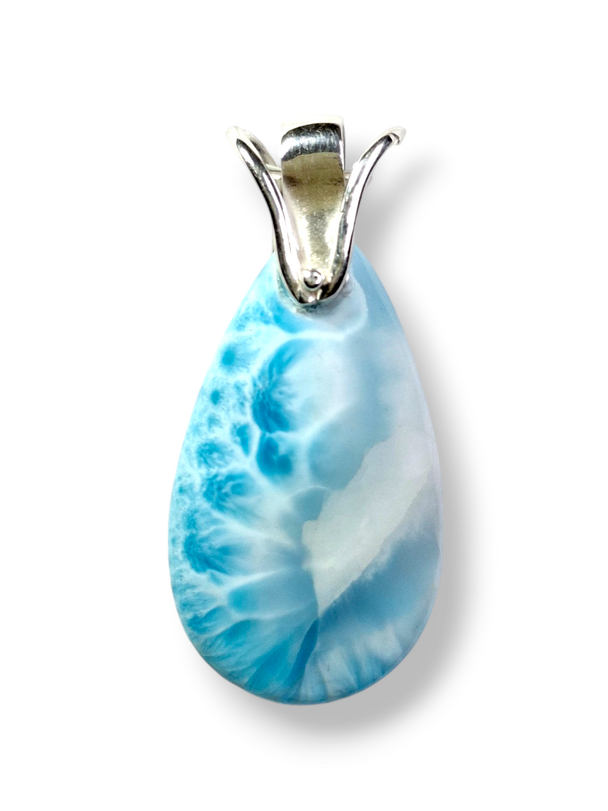 Larimar Pendant Sterling Silver  Natural Dominican Blue Gemstone Handmade