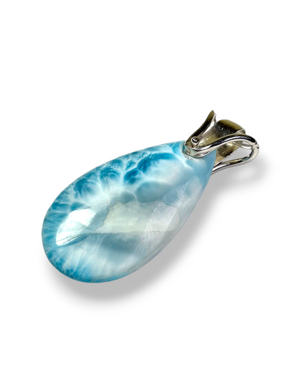 Larimar Pendant Sterling Silver  Natural Dominican Blue Gemstone Handmade