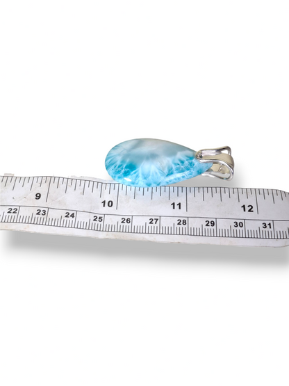 Larimar Pendant Sterling Silver  Natural Dominican Blue Gemstone Handmade