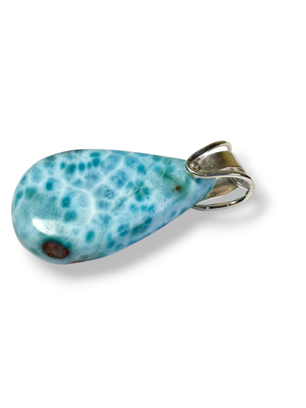 Larimar Pendant Sterling Silver  Natural Dominican Blue Gemstone Handmade