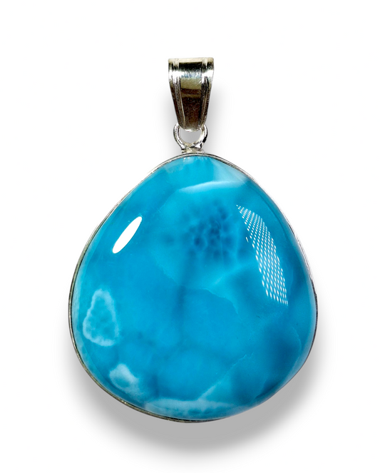 Larimar Pendant Sterling Silver  Natural Dominican Sky Blue Gemstone Handmade
