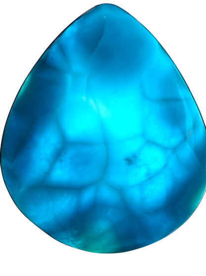 HUGE Natural Larimar Pendant 925 Silver  Dominican Deep Blue Gemstone