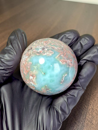 52 mm Larimar Polished Sphere Ball Dominican Blue Crystal Healing Display