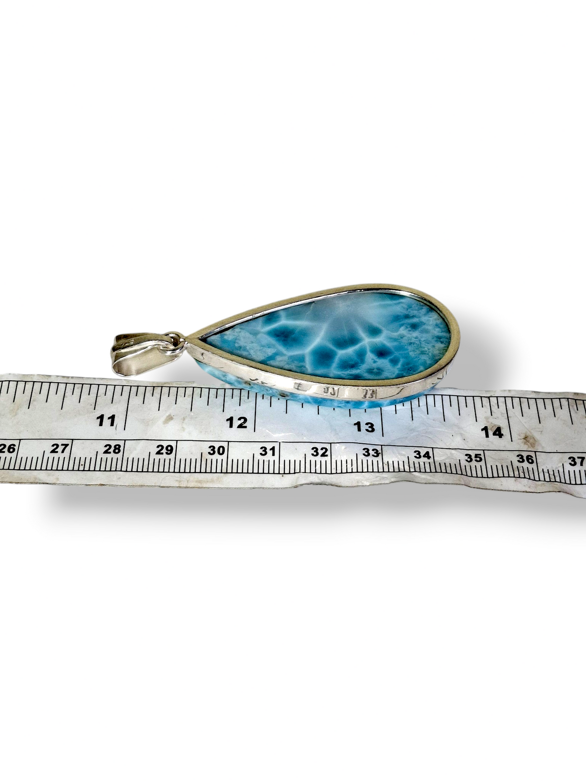 Larimar Pendant Sterling Silver  Natural Dominican Blue Gemstone Handmade