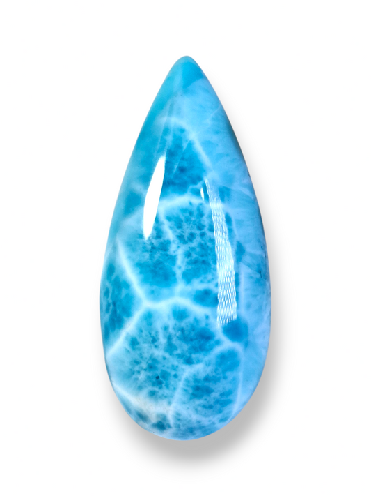 Natural Larimar Loose Cabochon Teardrop 60 Carats  Dominican Blue Gemstone