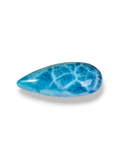 Natural Larimar Loose Cabochon Teardrop 60 Carats  Dominican Blue Gemstone