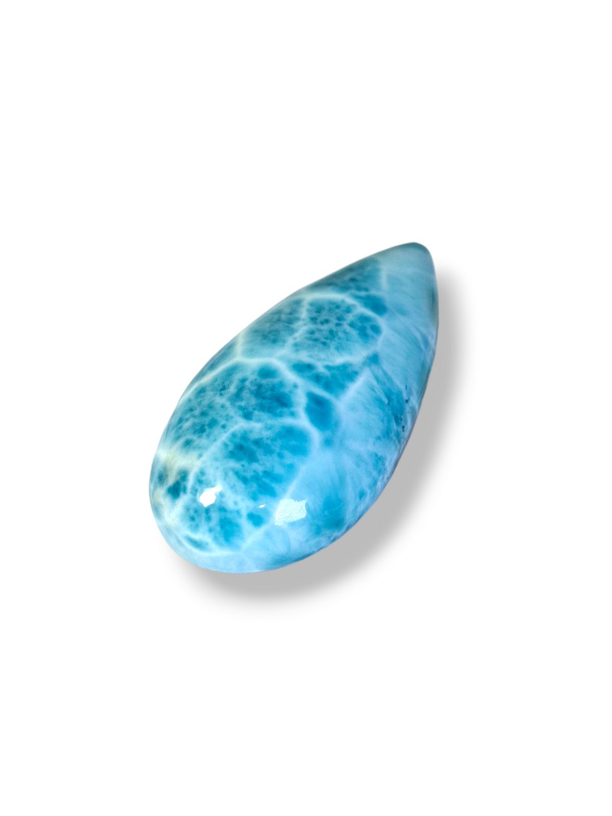 Natural Larimar Loose Cabochon Teardrop 60 Carats  Dominican Blue Gemstone