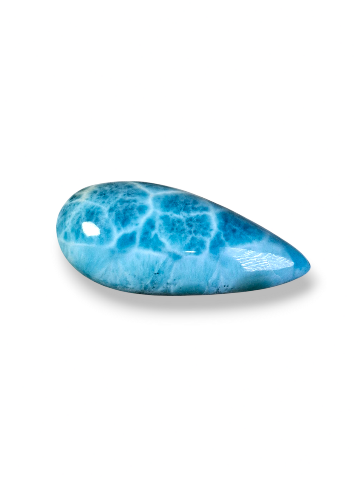 Natural Larimar Loose Cabochon Teardrop 60 Carats  Dominican Blue Gemstone
