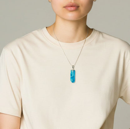 Double-Sided Natural Dominican Larimar  Pendant Sterling Silver Bail