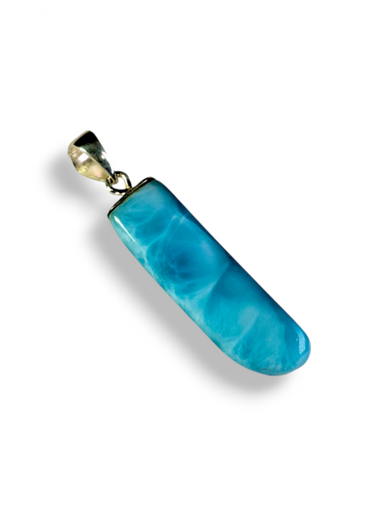 Double-Sided Natural Dominican Larimar  Pendant Sterling Silver Bail