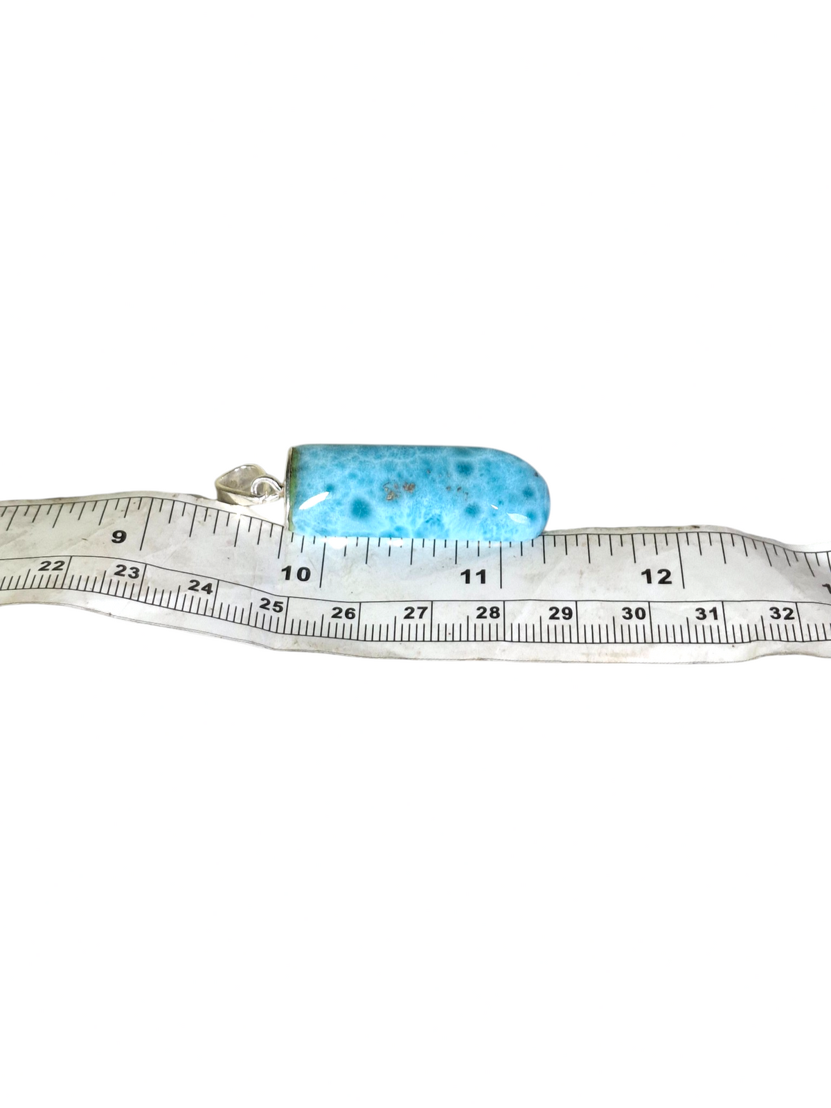 Double-Sided Natural Dominican Larimar  Pendant Sterling Silver Bail