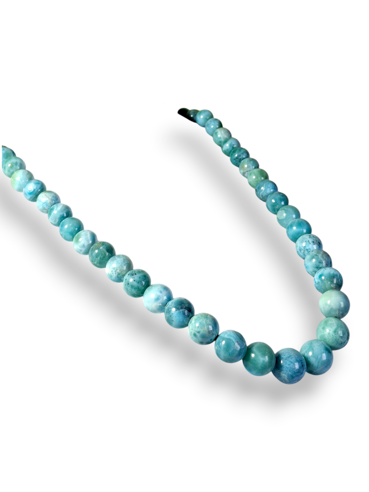 22 " Dominican Nice Blue Larimar Stone  sphere Necklace Handcrafted