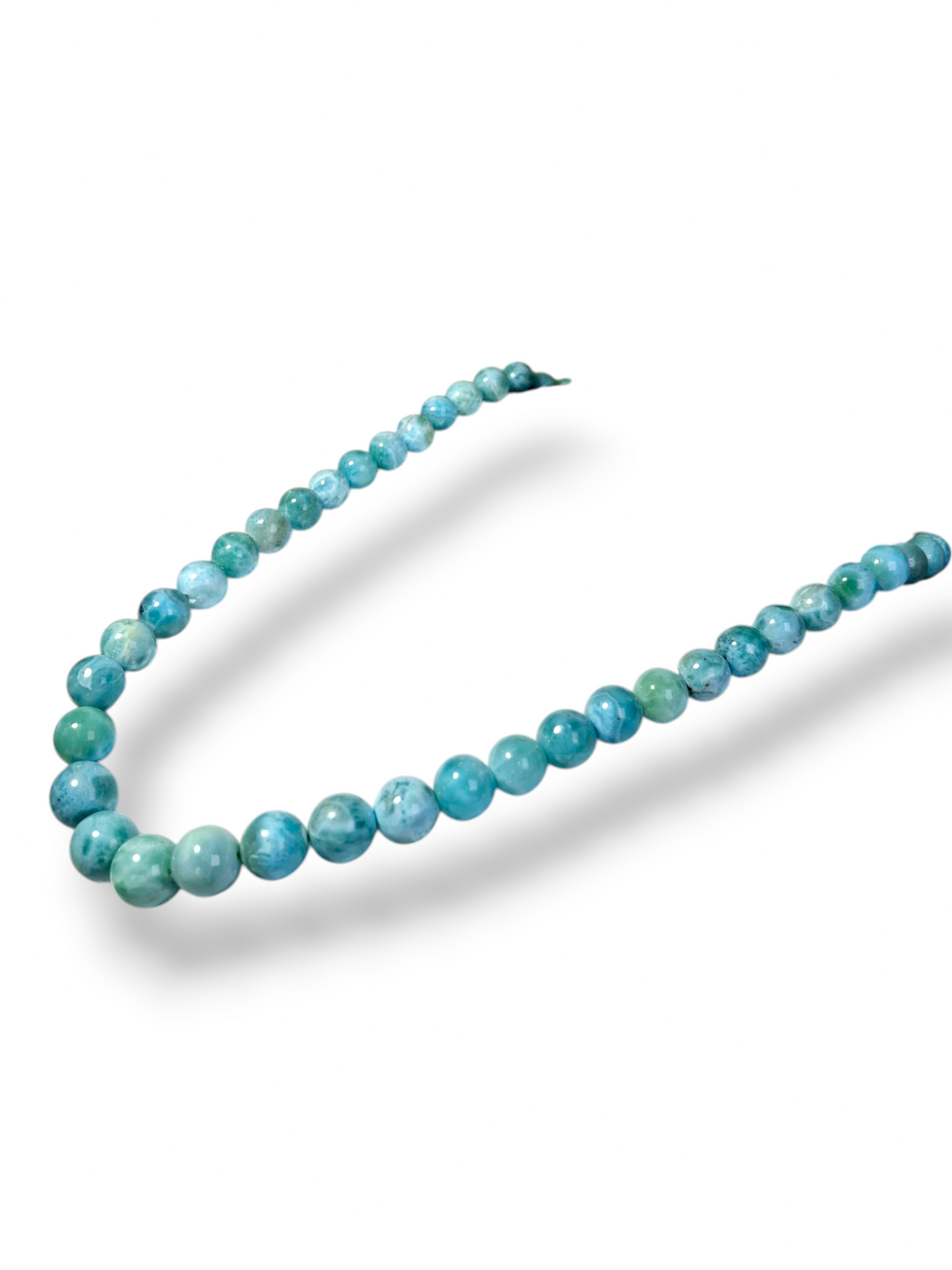 22 " Dominican Nice Blue Larimar Stone  sphere Necklace Handcrafted