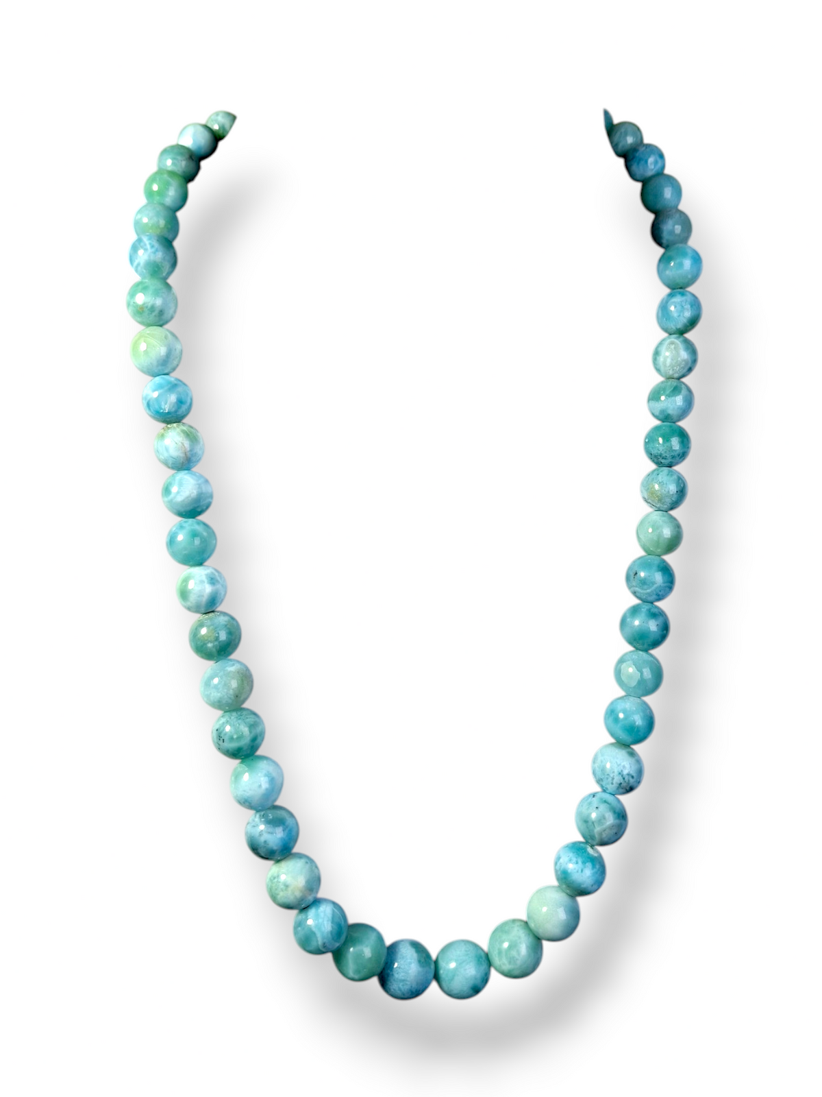 22 " Dominican Nice Blue Larimar Stone  sphere Necklace Handcrafted