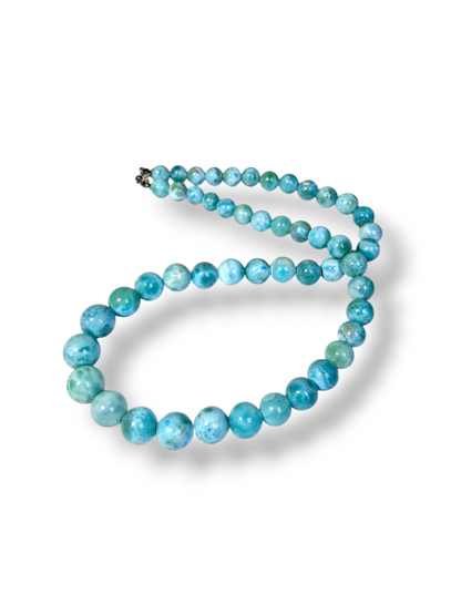 22 " Dominican Nice Blue Larimar Stone  sphere Necklace Handcrafted