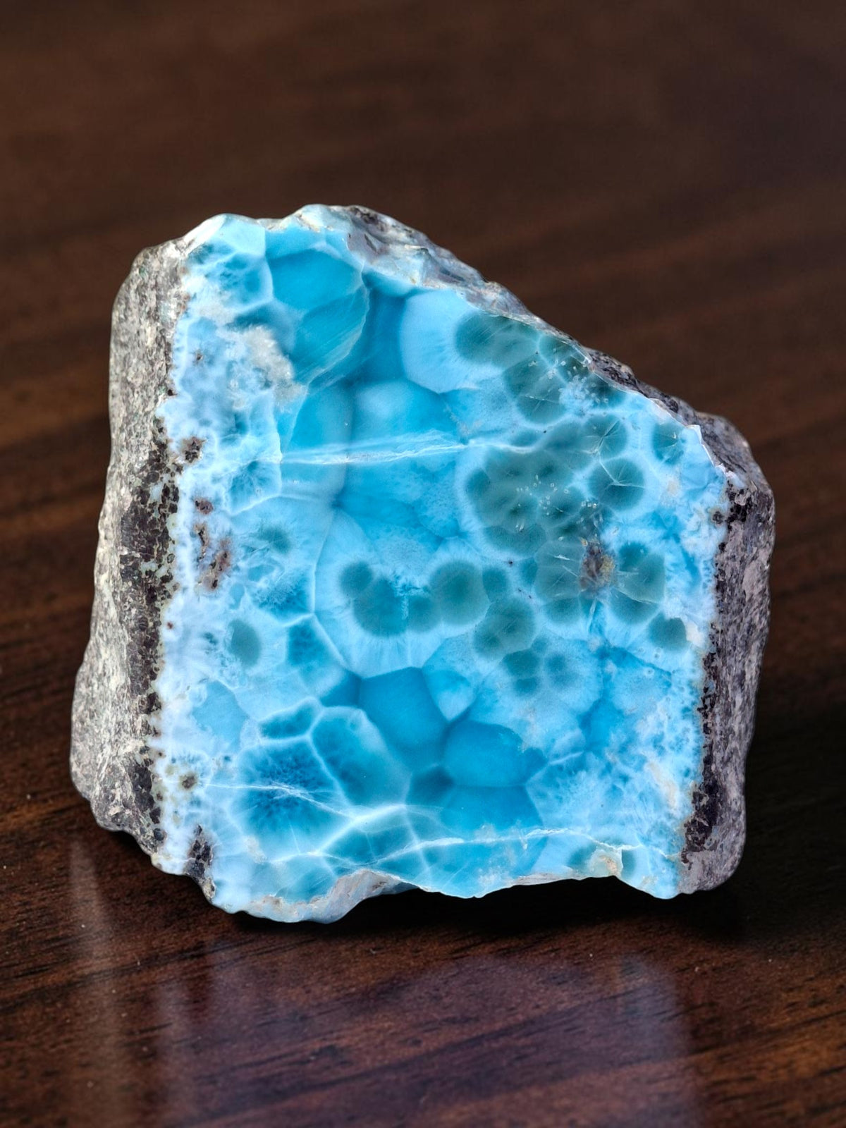 540g Dalle de Larimar Naturel Poli Spécimen Rare Pectolite Bleue Dominicaine