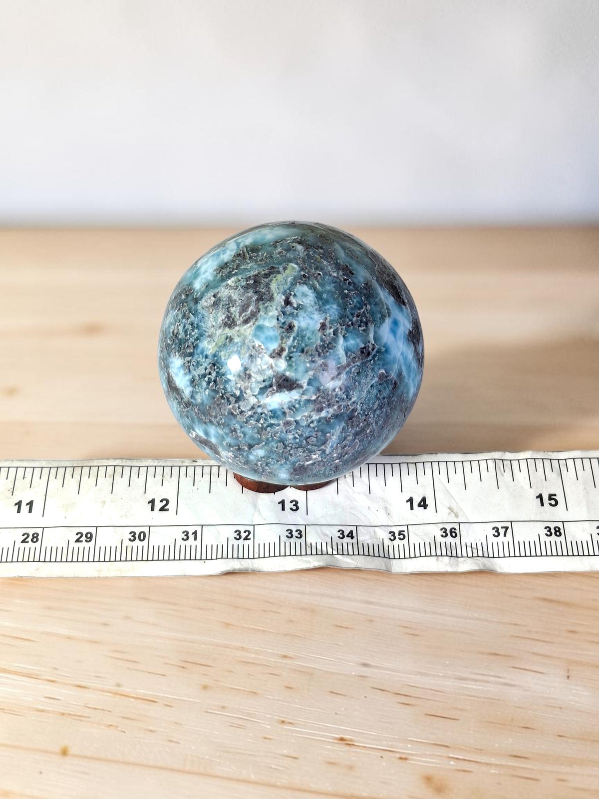 49 mm Larimar Polished Sphere Ball Dominican Blue Crystal Healing Display
