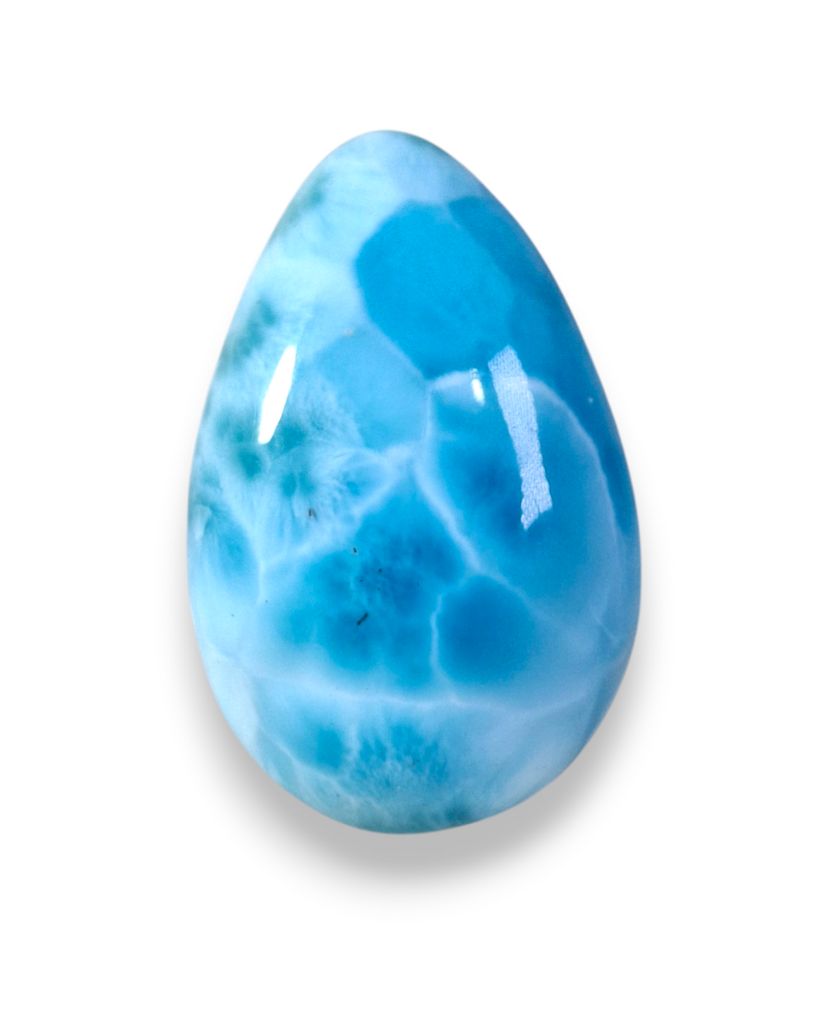 Natural Larimar Loose Cabochon Teardrop 56 Carats  Dominican Blue Gemstone