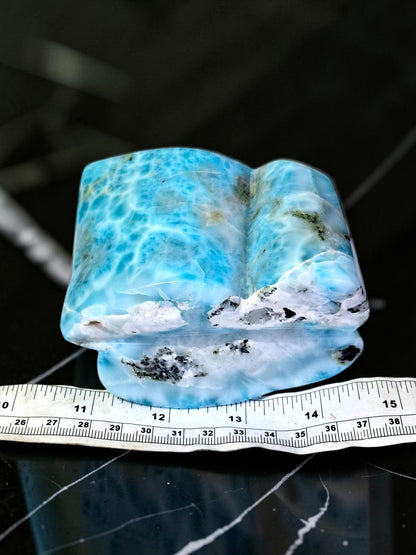 962 g Full Polished Natural Dominican  Blue Larimar Stone Specimen Display