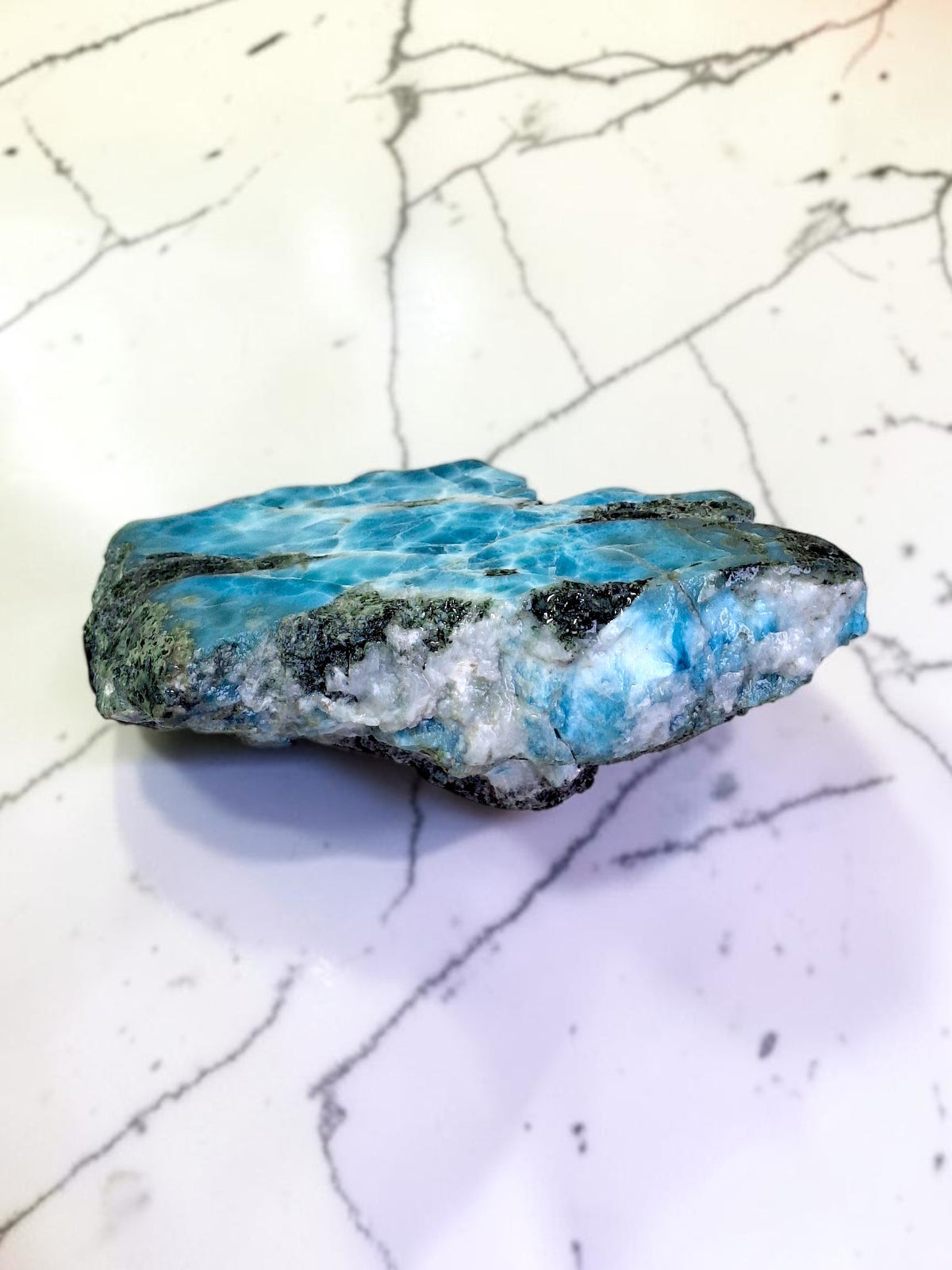 282g Natural Larimar  Raw Stone  Polished Specimen Rare Blue Pectolite Dominican