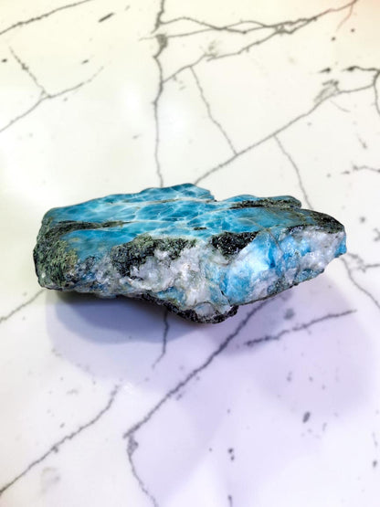 282g Natural Larimar  Raw Stone  Polished Specimen Rare Blue Pectolite Dominican