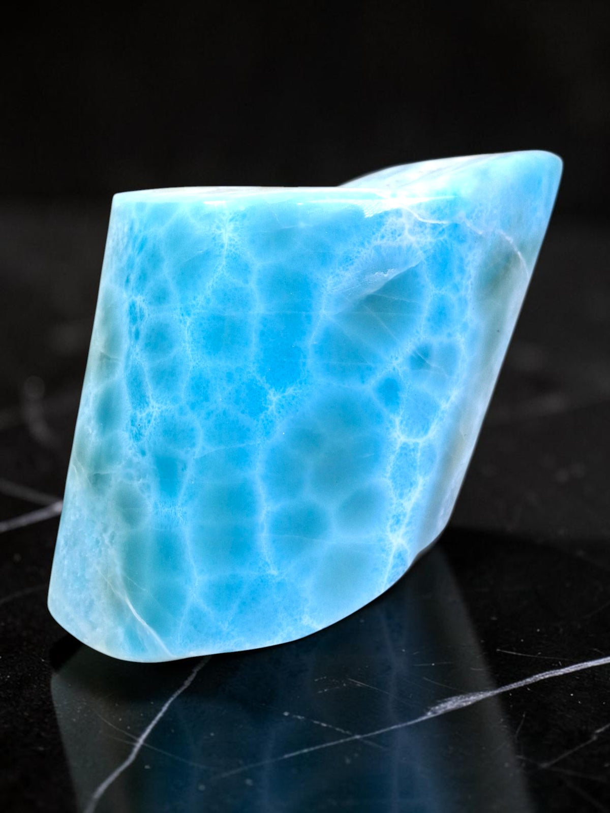 299 g Full Polished Natural Dominican  Blue Larimar Stone Specimen Display