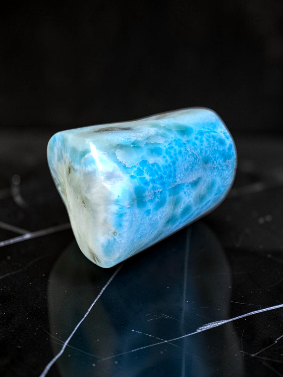 299 g Full Polished Natural Dominican  Blue Larimar Stone Specimen Display