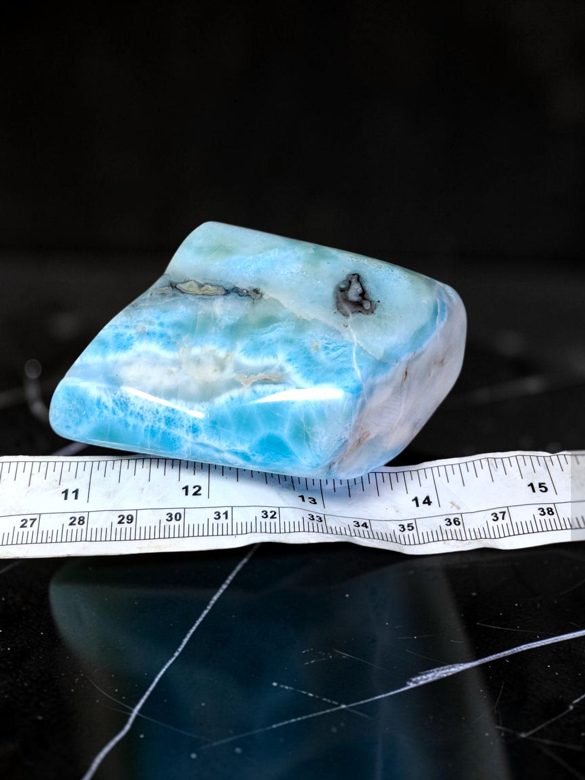 299 g Full Polished Natural Dominican  Blue Larimar Stone Specimen Display