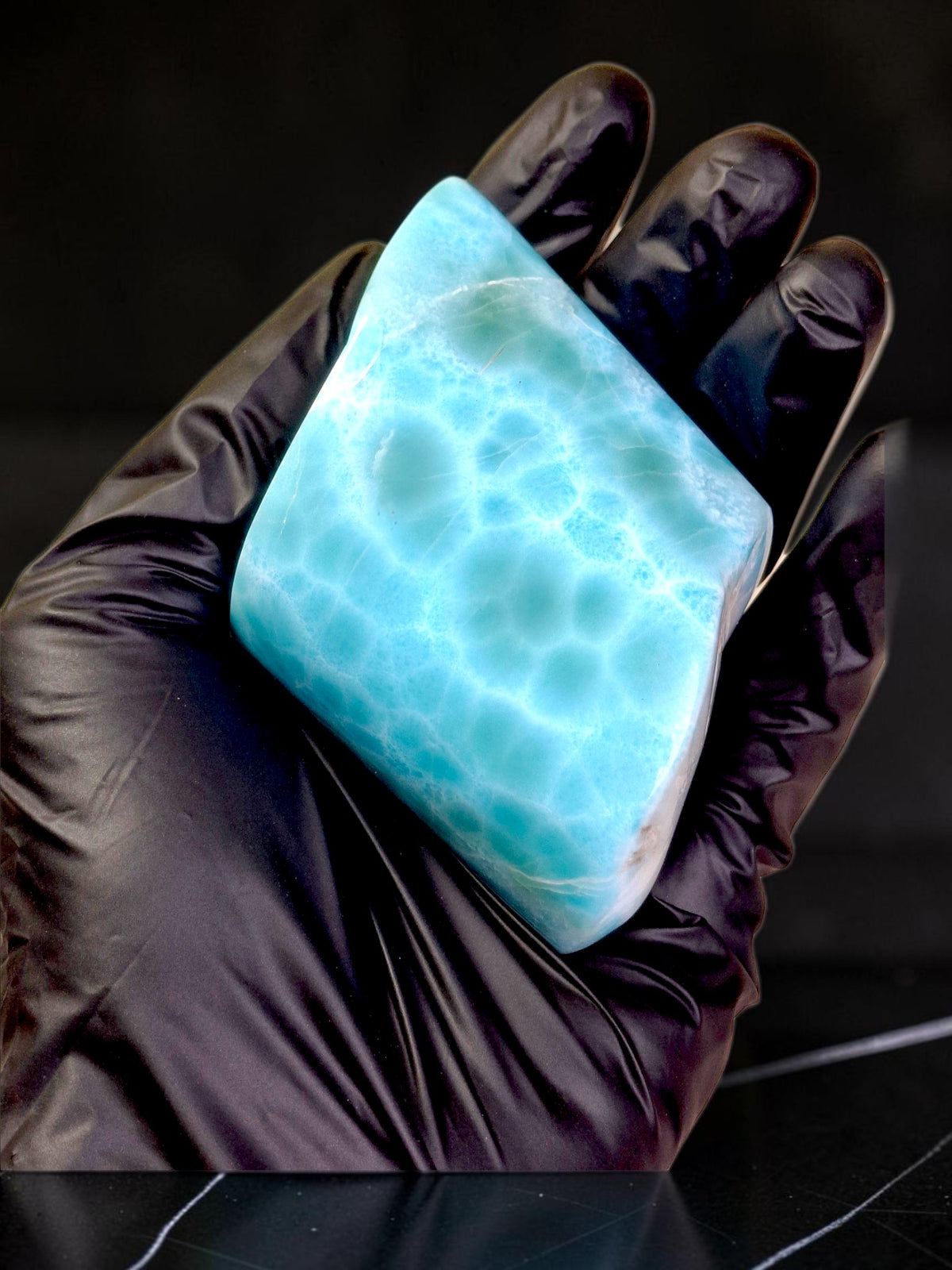 299 g Full Polished Natural Dominican  Blue Larimar Stone Specimen Display