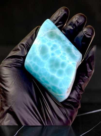 299 g Full Polished Natural Dominican  Blue Larimar Stone Specimen Display