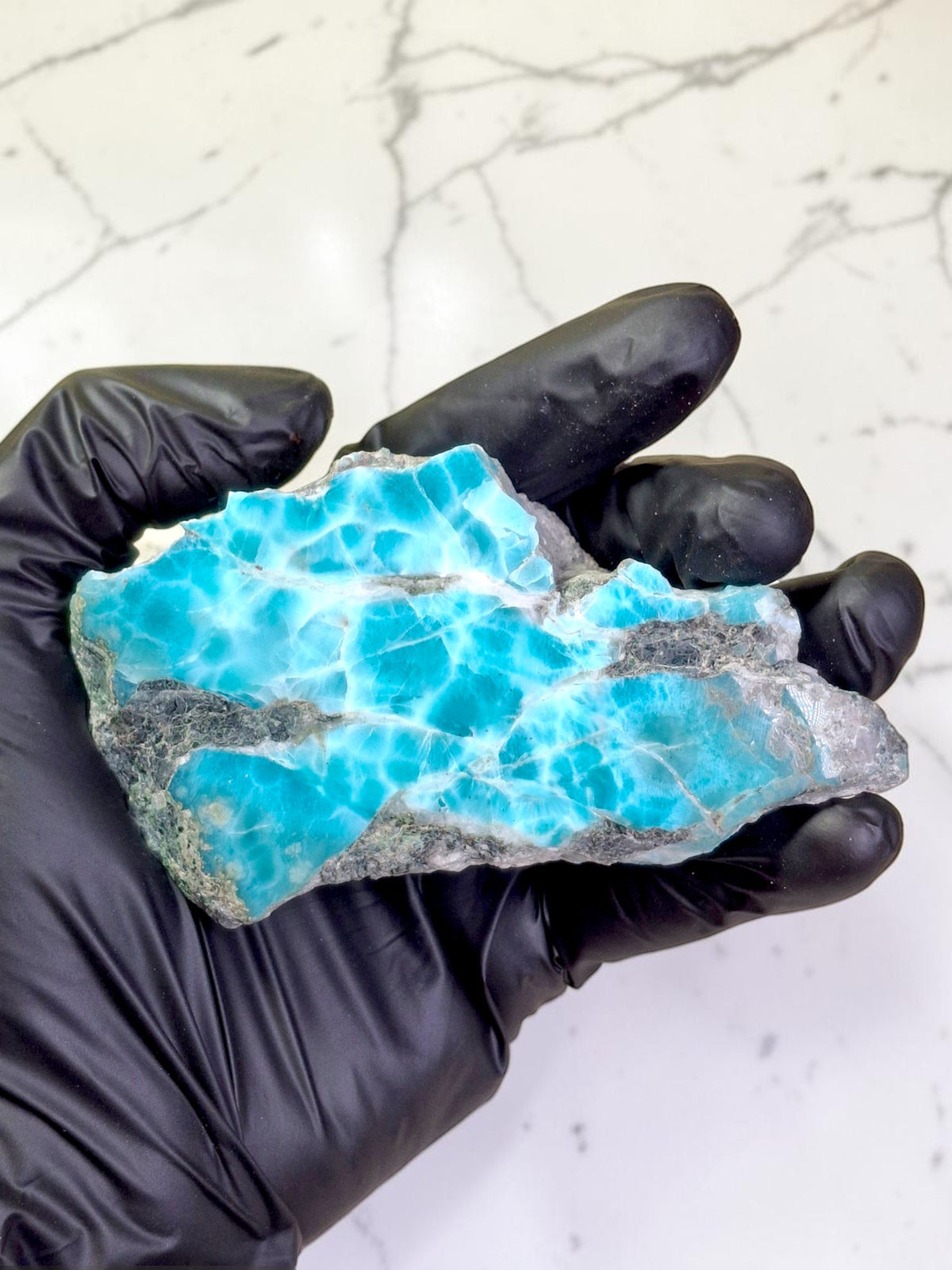 282g Natural Larimar  Raw Stone  Polished Specimen Rare Blue Pectolite Dominican