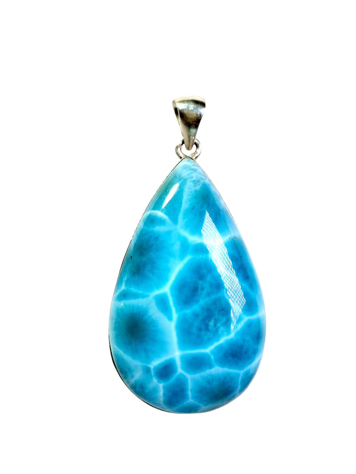 Colgante de Piedra Larimar Azul Profundo Dominicano de 2.1" Hecho a Mano