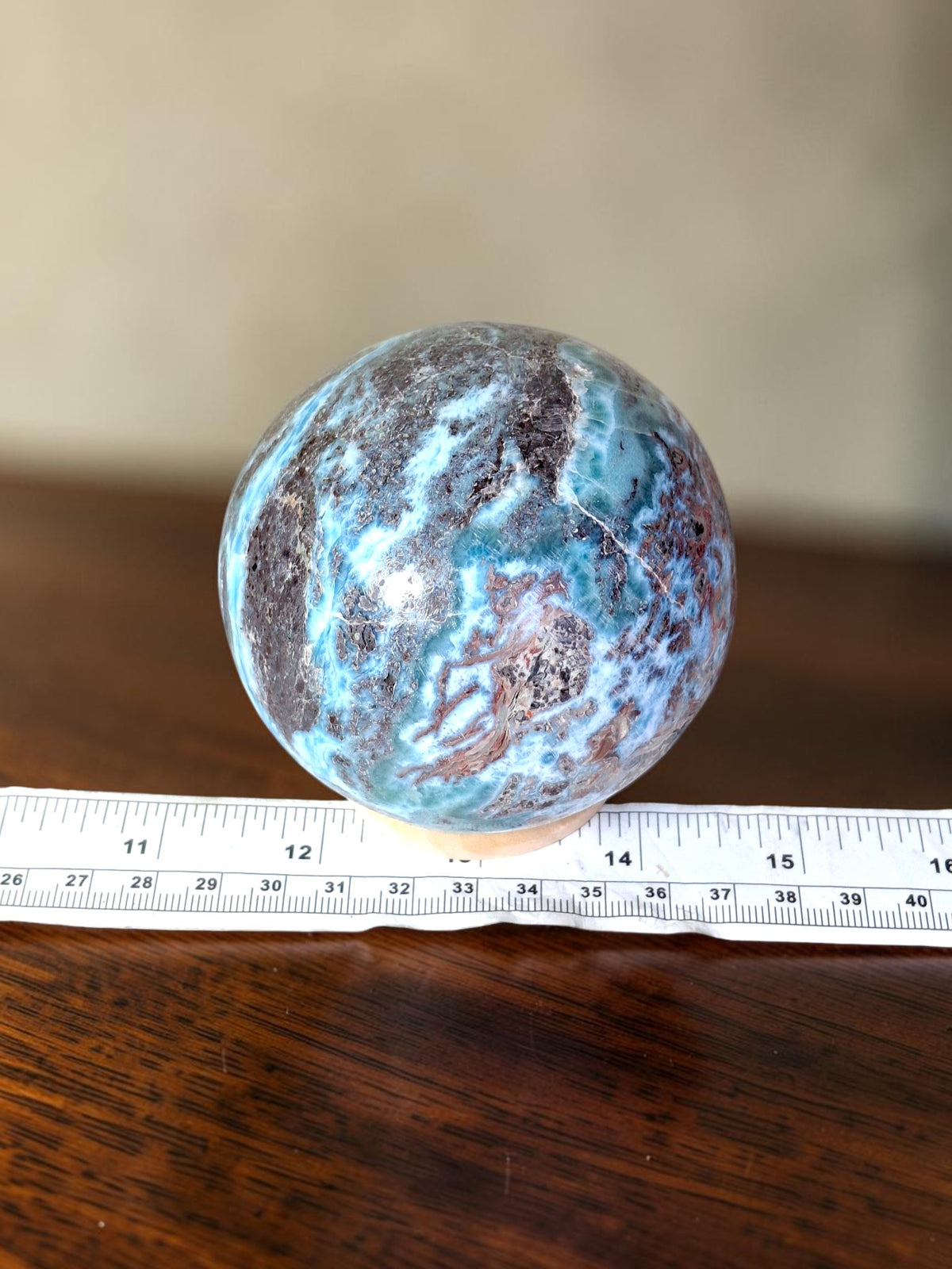 78 mm Larimar Polished Sphere Ball Dominican Blue Crystal Healing Display