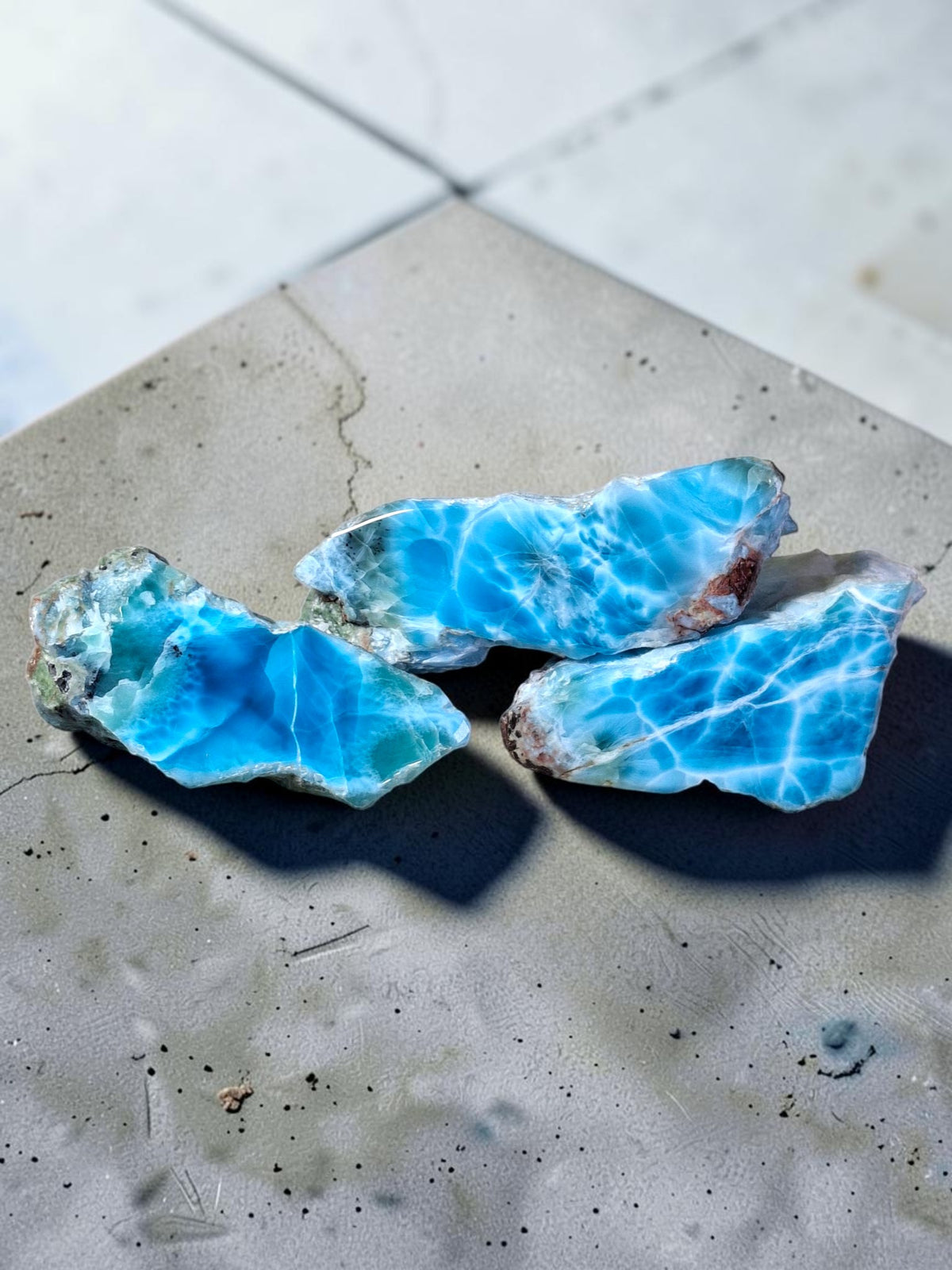 540g Dalle de Larimar Naturel Poli Spécimen Rare Pectolite Bleue Dominicaine
