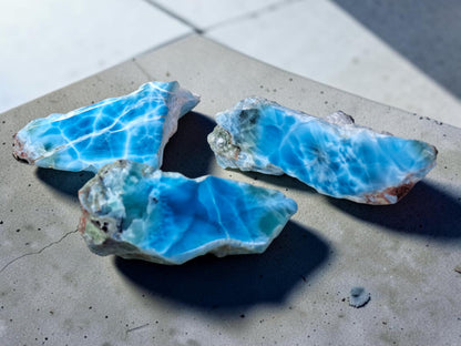 540g Dalle de Larimar Naturel Poli Spécimen Rare Pectolite Bleue Dominicaine