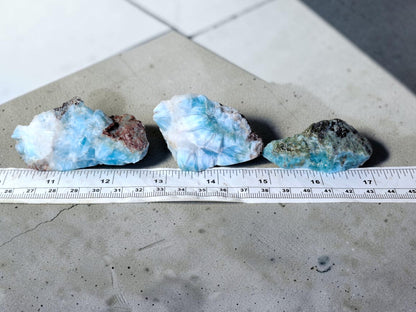 540g Dalle de Larimar Naturel Poli Spécimen Rare Pectolite Bleue Dominicaine
