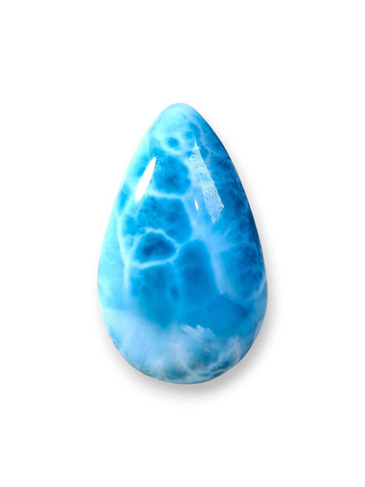 Natural Larimar Loose Cabochon Teardrop 51 Carats  Dominican Blue Gemstone
