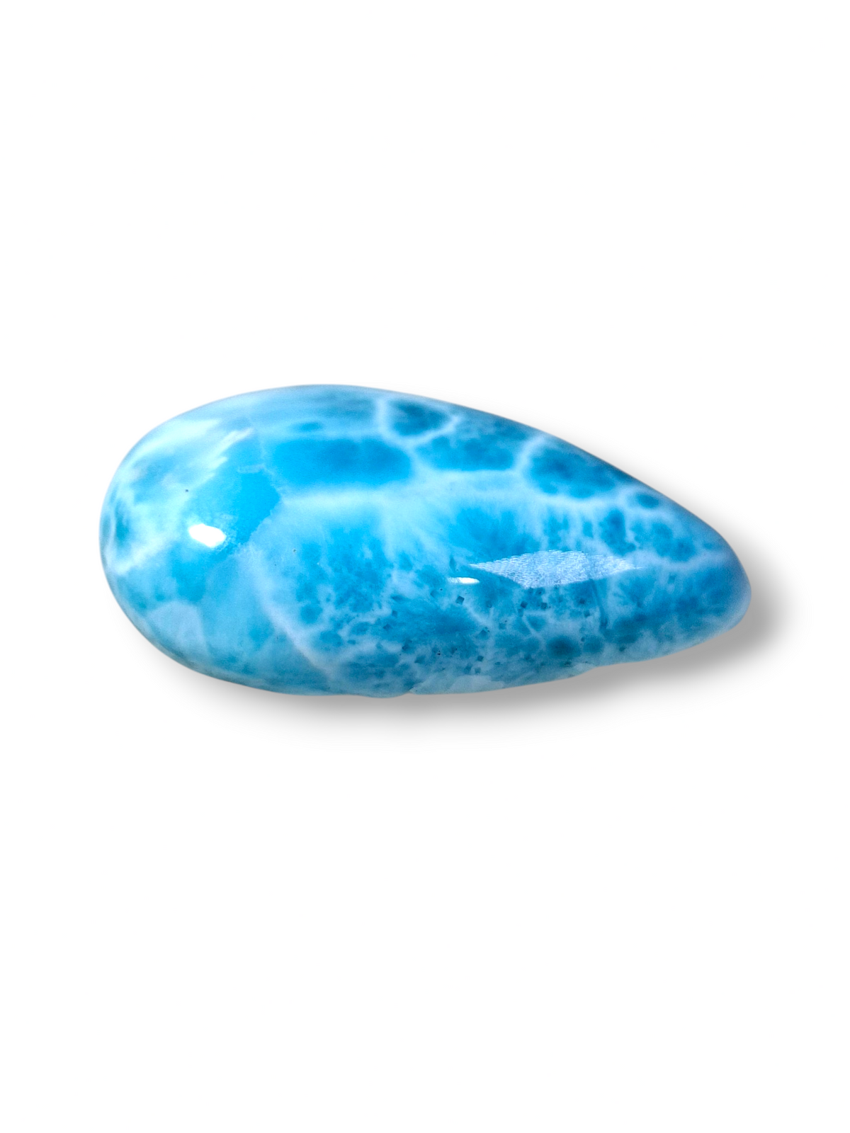 Natural Larimar Loose Cabochon Teardrop 51 Carats  Dominican Blue Gemstone