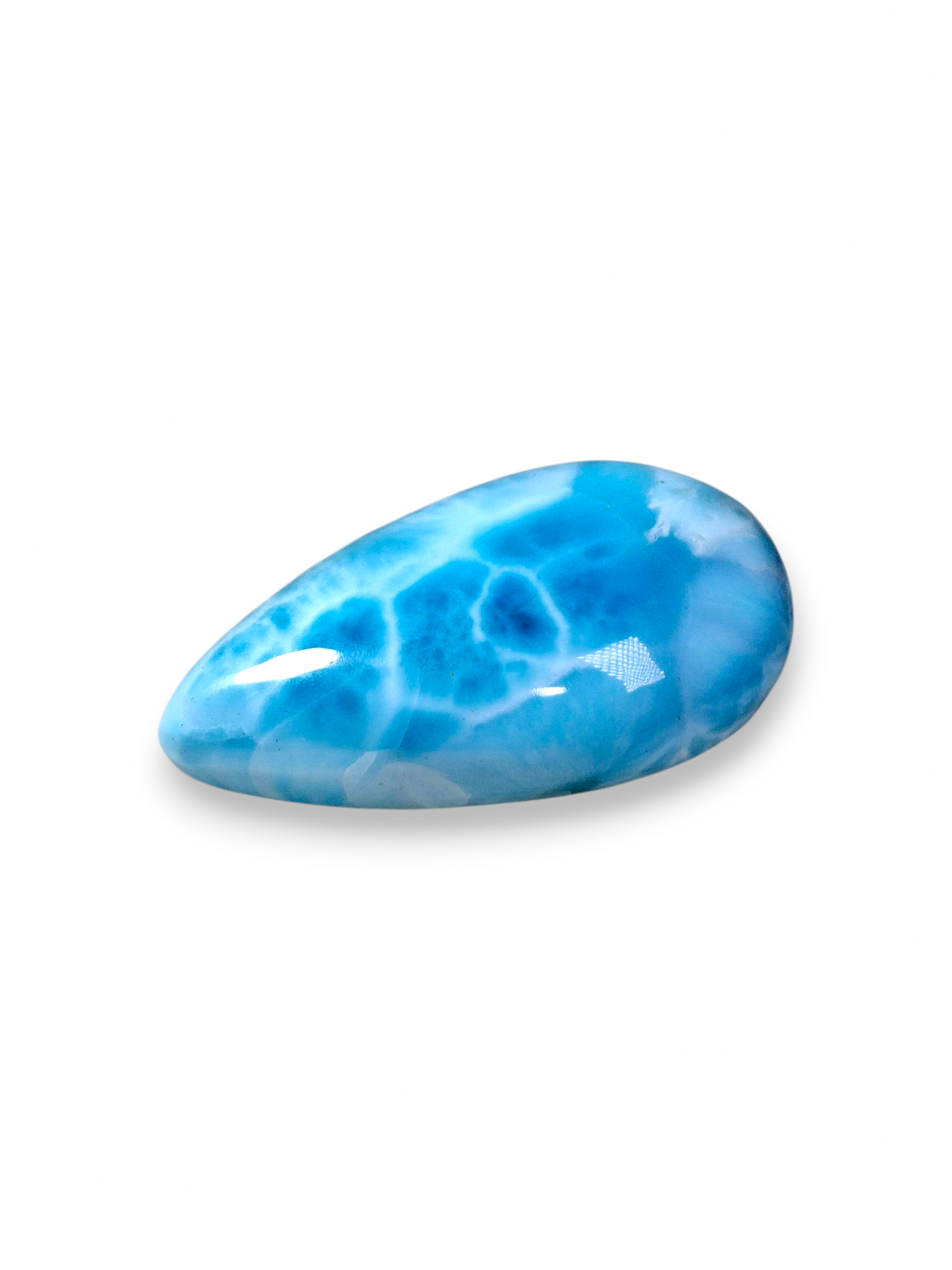 Natural Larimar Loose Cabochon Teardrop 51 Carats  Dominican Blue Gemstone